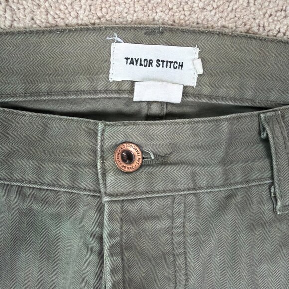 Taylor Stitch Pants Mens 33 Green Button Fly Classic Handmade in California Prep - Picture 2 of 10